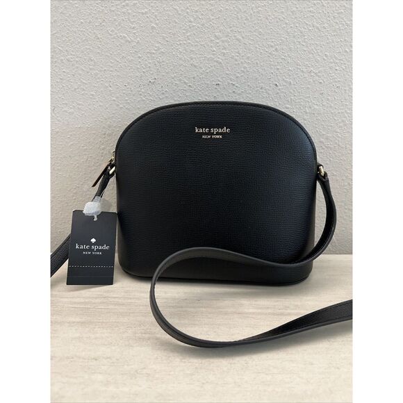 Kate Spade Black Pebbled Leather Sylvia Medium Dome Crossbody NWT - Picture 2 of 12